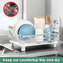 MOUKABAL Dish Drying Rack - Stainless Steel Dish Rack, Dish Racks for Kitchen Counter, Drying Rack Kitchen with Removable Utensil Holder, Drainboard and Glass Organizer (White) by CozyNest Decor