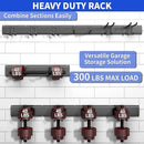 Garage Organization Tool Organizer Wall Mount, 48inch Heavy Duty Garden Tool organizer Storage System, Easy Install With 7 Adjustable Hooks, For Garage, Basement, Shed, Workshop(Black) by GreenHaven Gardens