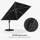 PURPLE LEAF 10 Feet Patio Umbrella with Base Outdoor Cantilever Solar Powered LED Square Umbrella Aluminum Offset Umbrella with 360-degree Rotation for Garden Deck Pool Patio, Grey by GreenHaven Gardens