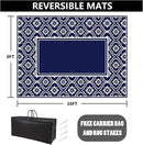 Outdoor Rug 8x10 Patio Camping Carpet Waterproof Mat Blue Outside Plastic Area Rug Reversible Rugs for RV Deck Entryance Porch Picnic Balcony Beach(8x10ft Navy Blue&White) by GreenHaven Gardens