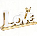 Love Sign Decoration - White & Gold Modern Bird Sculpture Statue, Personalized Love Decor for Living Room, Bedroom, Desktop by CozyNest Decor