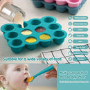 Baby Food Storage 12 x 1.5OZ Silicone Freezer Tray with Lid, Food Grade Silicone Containers for Purees & Vegetables Teal Blue by TinyTreasures Baby Boutique