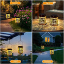 2 Pack Bee Solar Lanterns Outdoor Waterproof Hanging Solar Lights LED 6.9" Metal Flower Bee Decorative Lantern for Patio,Yard,Porch,Table,Garden Birthday Gifts for Women Mom Grandma by GreenHaven Gardens