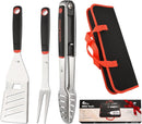 BBQ Tools Set, Heavy Duty Stainless Steel Spatula, Fork & Tongs with Portable Bag, Essential Accessories for Barbecue Outdoor Grill, Grilling Gifts for Men Dad Camp Chef by GreenHaven Gardens