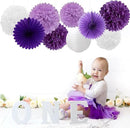 Purple White Birthday Party-Decorations Paper-Flowers - 14pcs Happy Banner Lavender Lanterns Tissue Pom Poms,Lilac Streamers Garland Fans,Women Girls Adult Kids Office Hanging Supplies Decor Hugfond by CozyNest Decor