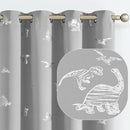 Vangao Grey Blackout Curtains Dinosaur Curtains for Boys Kids Nursery Girls Room Silver Dino Foil Print Thermal Insulated Grommet Top Window Drapes 63 Inches Length 2 Panels by TinyTreasures Baby Boutique