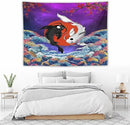 Houselerax Japanese Koi Fish Tapestry, Yin Yang Big Wave Cherry Blossom Tapestries Wall Hanging for Bedroom Living Room Office Decor 80"x60" by CozyNest Decor