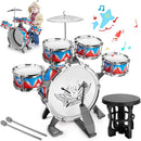 Toddler Drum Set Kids Jazz Drum Kit with Stool Musical Instruments Toys Birthday Chirstmas Easter Gifts for Boys Girls Aged 3 4 5 Year Old by TinyTreasures Baby Boutique