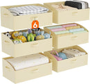 Lifewit Storage Baskets for Shelves, 6 Packs Non-woven Fabric Trapezoid Closet Organizer Bins with Handles, Foldable Clothing Containers Box for Clothes, Toy, Towel, Book, DVD, Hats, Large-Beige by TinyTreasures Baby Boutique