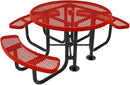 Heavy-Duty Portable Outdoor Picnic Table with Umbrella Hole, Expanded Metal Patio Dining Furniture Made in America (46" Round Top, Red) by GreenHaven Gardens