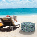 LVTXIII Indoor/Outdoor Inflatable Ottoman, D31 x H14 Inch Large Round Ottoman, All Weather Foot Rest Stool, Portable Footrest for Patio, Garden, Camping and Home - Blue Salmone Tropical by CozyNest Decor
