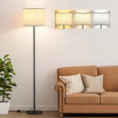 Ambimall 61'' Modern Floor Lamp with Shade, Tall Lamps for Living Room, Bedroom, Office, Dining Room, Beige Shade with Black Pole(Without Bulb) by CozyNest Decor
