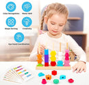 Montessori Toys for 2 3 4 Year Old Kid Boy Girl Toddler, Montessori Wooden Beads Sequencing Toy Set, Lacing Beads & Stacking Block & Matching Shape Stacker, STEM Preschool Learning Toy Birthday Gift by TinyTreasures Baby Boutique