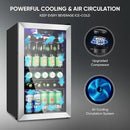 120 Can Beverage Refrigerator – Mini Fridge with Glass Door for Soda Beer or Wine, Beverage Cooler for Bedroom, Office, Bar with Adjustable Shelves & Digital Temperature Display, Silver by CozyNest Decor
