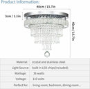 16“ Crystal Chandeliers Round Modern LED Chandelier Light Flush Mount Ceiling Light Fixtures with Remote Control for Bedroom Living Room Dining Room (dimmable) by CozyNest Decor