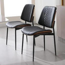 BV Dining Chairs Set of 2, PU Leather Armless Kitchen Chair in Modern Walnut Style, Mid Century Bentwood Side Chair with Metal Legs, Retro Accent Guest Chair for Kitchen Dining Room(Black) by CozyNest Decor