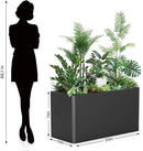Outdoor Metal Planter Box - Rectangular Trough, All-Weather Durable with 4 Drainage Holes, 25x11x13 Inches for Porch & Patio, Black by GreenHaven Gardens