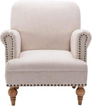 chairus Linen Accent Chair for Living Room Upholstered Mid Century Modern Single Sofa Chair with Solid Wood Legs Comfy Reading Chair Armchair for Bedroom/Office Room/Recption/Lounge, Cream
