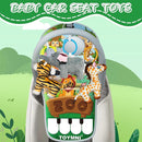 Car Seat Toys for 6-12 Months - Musical Pedal Piano with Baby Mirror, Squeaky Sensory Soft Animal Toys for Rear Facing Carseats by TinyTreasures Baby Boutique