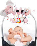 Jollybaby Baby Car Seat Stroller Toys, Plush Activity Hanging Spiral Activity Pram Crib with Music Box, Rattles, Squeaker for Babies Infant Boys Girls(SZ Pink Elephant) by TinyTreasures Baby Boutique