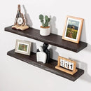 Axeman 32 inch Floating Shelves for Wall - 8'' D Live Edge Rustic Solid Elm Wood Floating Shelves Wall Mounted, Wall Shelves with Invisible Bracket for Living Room Bedroom Kitchen, Set of 2 Walnut by CozyNest Decor