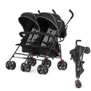 Dream On Me Volgo Twin Umbrella Stroller in Black, Lightweight Double Stroller for Infant & Toddler, Compact Easy Fold, Large Storage Basket, Large and Adjustable Canopy by TinyTreasures Baby Boutique