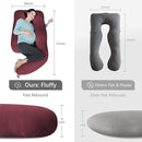 MOON PARK Pregnancy Pillows for Sleeping - U Shaped Full Body Maternity Pillow with Removable Cover - Support for Back, Legs, Belly, HIPS - 57 Inch - Burgundy - Cooling Cover by TinyTreasures Baby Boutique