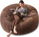 Bean Bag Chair 6Ft, Memory Foam Filled, Large Beanbag Chairs for Adults and Teens, Soft Sofa with Removable Flannel Cover, Round Couch for Living Room Bedroom College Dorm (Coffee, 6FT-67×67"×24") by CozyNest Decor