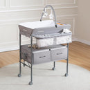 Maydolly Baby Changing Table, Portable Folding Changing Table with Wheels, Waterproof and Adjustable Height, Premium Diaper Changing Station with Two Drawers, Mobile Nursery for Newborn (Grey) by TinyTreasures Baby Boutique
