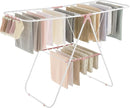 SONGMICS Clothes Drying Rack, with Sock Clips, Metal Laundry Rack, Foldable, Space-Saving, Free-Standing Airer, with 2 Height-Adjustable Gullwings, Indoor Outdoor Use, White and Pink ULLR052P01 by TinyTreasures Baby Boutique