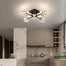 Modern Crystal Ceiling Light,Semi Flush Mount Ceiling Light Fixture with 4-Lights,Black and Gold Sputnik Chandeliers for Bedroom,Dining Room,Farmhouse Kitchen,Office,Entryway Hallway by CozyNest Decor