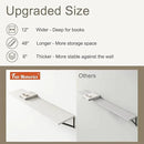 12 Inch Deep Floating Shelves, White Floating Shelves 48W x 12D, Deep Wall Shelves Bracket Set of 2, Large Display Hanging Floating Shelf for Bathroom, Living Room, Wide Storage Wooden Wall Shelf by CozyNest Decor