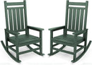 SERWALL Outdoor Rocking Chair Set of 2, HDPE Rocking Chairs for Adult, All Weather Porch Rockers for Lawn Garden, Green by GreenHaven Gardens