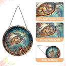 Sea Turtle Decor Suncatcher Stained Glass Window Hanging - Handmade Stained Glass Suncatchers Hangings with Hooks - Sea Art Glass Outdoor Garden Decor Gift for Women Him Valentines Day Birthday Gifts by GreenHaven Gardens