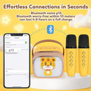 Karaoke Machine for Kids, Portable Mini Karaoke Machine with 2 Wireless Microphones, 4 5 6 7 8 9 10 Years Old Girl Boy Easter Christmas Birthday Gift Tiger Speaker Toys by TinyTreasures Baby Boutique