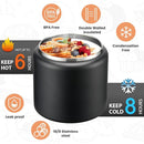 Soup Thermo for Hot Food Kids 25.5oz Lunch Containers with Buckle Lid Wide Mouth Hot Food Jar Vacuum Insulated Stainless Steel Bento Box Leakproof with Spoon(Black) by TinyTreasures Baby Boutique