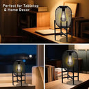 Solar Mesh Lantern Outdoor – 13.8" Tall Black Metal Patio Light with Edison Glass Bulb, Solar Powered Warm Glow LED, Waterproof IP65 for Garden, Porch, Deck, Tabletop Decor by CozyNest Decor