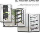 4NM No Assembly 4 Tiers Folding Bookshelf, 47.2" H Foldable Storage Shelves Vintage Bookcase Standing Racks Study Organizer Home Office - All Black by CozyNest Decor