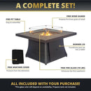 42" Outdoor Fire Pit Table for Patio, Propane Fire Pit Coffee Table with Square Base Patio Heater, CSA Certified, 50,000 BTU Stainless Steel Burner by GreenHaven Gardens