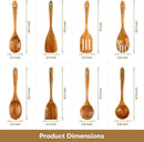 AIUHI Wood Spoons for Cooking, Nonstick Kitchen Utensil Set, Wooden Spoons Cooking Utensil Set Non Scratch Natural Teak Wooden Utensils for Cooking (Teak 8 Pack)