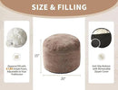 Round Pouf Ottoman 20"x15" Bean Bag Ottoman Soft Top Comfortable Small Foot Stool Foot Rest Pouf Brown Tall Footstool Ottomans Round Hassock Fluffy Boho Furniture Small Ottomans for Living Room by CozyNest Decor