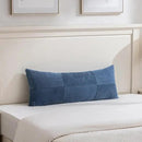 Fancy Homi Set of 2 Dusty Blue Boho Long Lumbar Body Decorative Throw Pillow Cover 14x36 Inch for Bed Couch Bedroom Bench, Soft Patchwork Corduroy Textured Pillow Case, Rustic Farmhouse Room Décor