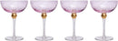 Colored Coupe Art Deco Glasses, Gold | Set of 4 | 8 oz (Pink)