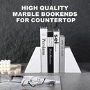 Marble Bookends for Heavy Books, Decorative Book Ends for Shelves, White Stone Durable and Heavy-Duty Book Ends for Hardback Books & CDS, Unique Book Stopper & Holder, Set of 2 by CozyNest Decor
