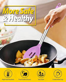 Pack of 2 Large Silicone Cooking Spoons,Non Stick Solid Basting Spoon,Heat-Resistant Kitchen Utensils for Mixing,Serving,Draining,Stirring (PURPLE) by CozyNest Decor