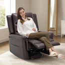 COLAMY Oversized Leather Recliner Chair, 360°Swivel Rocking Manual Recliner with Thick Cushioned Padding Backrest and Wide Seat - Darkbrown by CozyNest Decor