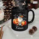 Personalized Turkish Angora Wearing Witch Hat Mug 11oz 15oz, Halloween Turkish Angora Coffee Cup with Custom Name, Cat Pumpkins Ceramic Mug for Halloween, Cat Pet Black Cup Gift for Pet Lover by TinyTreasures Baby Boutique