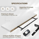 Floating Shelves Set of 2, 36 Inch Long Wooden Wall Shelves, 10 Inch Deep Wall Mounted Storage Shelf with Metal Brackets for Living Room, Bathroom, Bedroom and Kitchen, White by CozyNest Decor