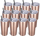 VEGOND 20oz Tumbler Bulk with Lid and Straw 12 Pack, Stainless Steel Vacuum Insulated Tumbler, Double Wall Coffee Cup Travel Mug, Rose Gold by TinyTreasures Baby Boutique