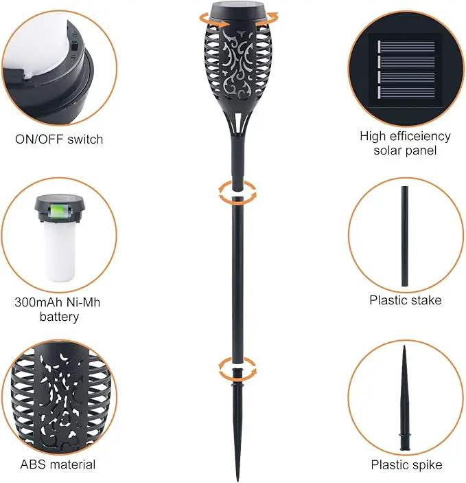 16 Pack Upgraded Solar Lights Outdoor, Mini Solar Torch Lights with Flickering Flames, Waterproof Landscape Decoration Dancing Flame Lights for Garden Pathway Yard, Auto On/Off Dusk to Dawn, photo 3 of 7